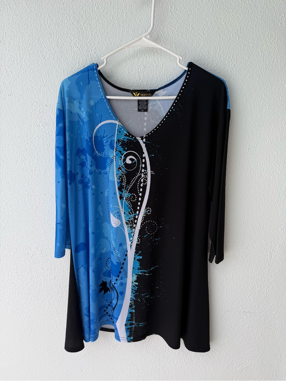 Valentina Blue & Black Scoop. Neck Printed Tunic